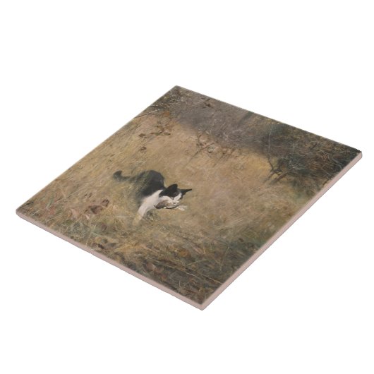 Bruno Liljefors - Vogeljagd bei Katzen Fliese (Seite)