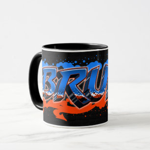 Bruno Vorname Name Graffiti blue orange Tasse