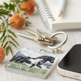 Brunskjottur Black pinto Icelandic Schlüsselanhänger