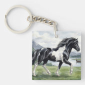 Brunskjottur Black pinto Icelandic Schlüsselanhänger (Vorderseite)