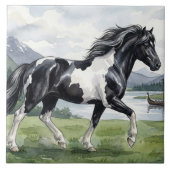 Brunskjottur Schwarzer Pinto-Isländer Fliese (Vorderseite)