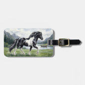 Brunskjottur Schwarzer Pinto-Isländer Gepäckanhänger (Vorderseite horizontal)