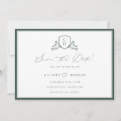 BRUNSWICK CREST Monogramm-Hochzeit Save The Date (Vorderseite)