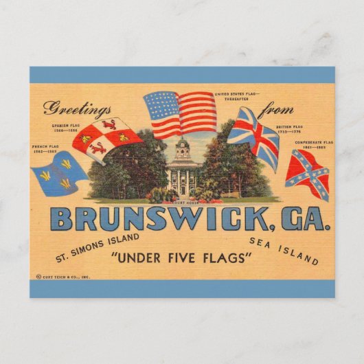 Brunswick Georgia Old Flags Postcard Postkarte (Vorderseite)