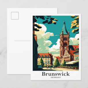 Brunswick Germany Vintage Travel Portrait Postkarte