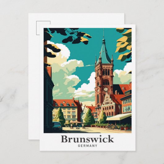 Brunswick Germany Vintage Travel Portrait Postkarte (Vorne/Hinten)