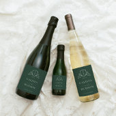 BRUNSWICK Green Monogram Wappen Wedding Schaumweinetikett