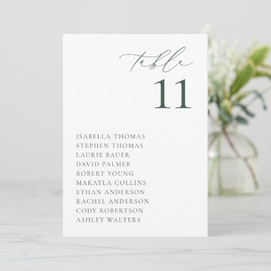 BRUNSWICK Green Seating Table Number Card Einladung (Stehend Vorderseite)