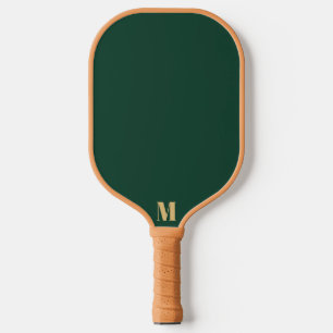 Brunswick Green und Indian Yellow Modern Monogram Pickleball Schläger