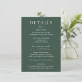 BRUNSWICK Green Wedding Details Card Einladung (Stehend Vorderseite)