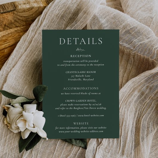 BRUNSWICK Green Wedding Details Card Einladung