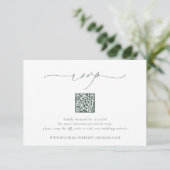 BRUNSWICK Green Wedding QR Code RSVP Karte (Stehend Vorderseite)