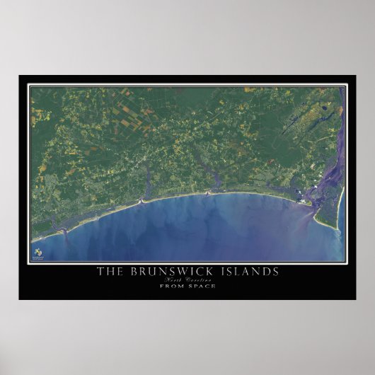 Brunswick Islands North Carolina Satellitenkarte Poster (Vorne)