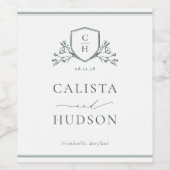 BRUNSWICK Monogram Crest Wedding Weinetikett (Einzelnes Label)