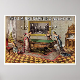 Brunswick u. Balke Billard-Plakat Poster