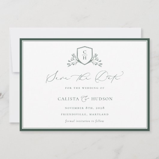 BRUNSWICK WAPPEN Monogram Wedding Save The Date (Vorderseite)
