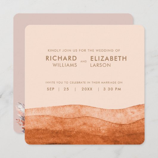 Brunt Orange Boho Herbstfarben Terracotta Wedding Einladung (Vorne/Hinten)