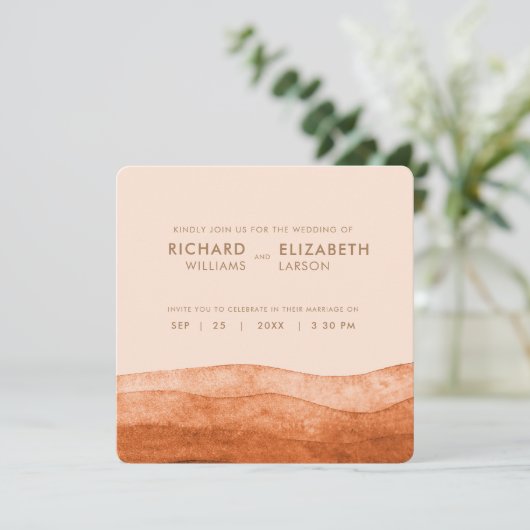 Brunt Orange Boho Herbstfarben Terracotta Wedding Einladung (Stehend Vorderseite)