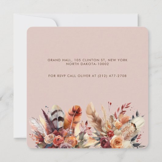 Brunt Orange Boho Herbstfarben Terracotta Wedding Einladung (Rückseite)