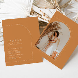 Brunt Orange Minimalistisch Arch Foto Brautparty Einladung