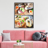 Bruschetta Sandwich Fleisch Feigen Käse Salat Ei Leinwanddruck (Insitu (Wohnzimmer))
