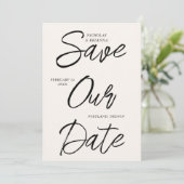 Brush Black Typografy Non-Foto Einmalige Hochzeit Save The Date (Stehend Vorderseite)