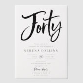 Brush Calligraphy 40 Birthday Vellum Einladungen (Vorderseite)