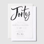 Brush Calligraphy 40 Birthday Vellum Einladungen<br><div class="desc">Feiern Sie diesen Geburtstag mit einer wunderschön gestalteten 40. Geburtstagseinladung, die moderne Eleganz mit zeitlosem Charme verbindet. Die Überschrift Forty ist kunstvoll in moderner Pinselkalligraphie geschrieben und fügt eine stilvolle und feierliche Touch hinzu, während die Erholung des Textes ist Set in einem raffinierten Serif-Schriftart für einen sauberen und raffinierten Look....</div>