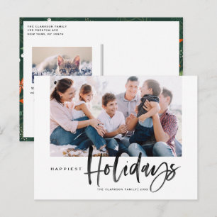 Brush Calligraphy Black Happiest Holidays Foto Feiertagspostkarte