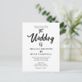 Brush Calligraphy Budget Wedding Postkarte (Stehend Vorderseite)
