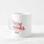 Brush Calligraphy Merry Christmas 2025 Kaffeetasse (Vorderseite Links)