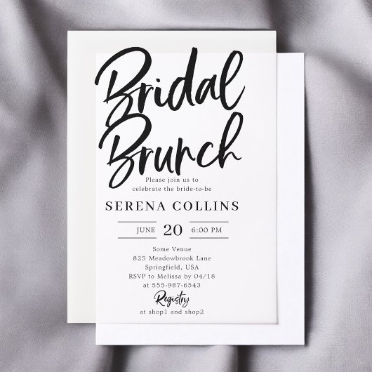 Brush Calligraphy Modern Bridal Brunch Pergament Einladungen