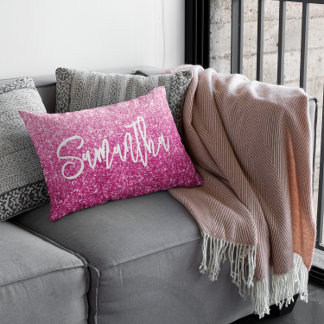 Brush Calligraphy Name Luxury Pink Ombre Dekokissen