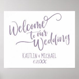 Brush Calligraphy Wedding Welcome Sign - Lavendel Poster