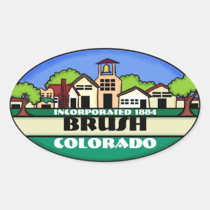Brush Colorado Kleinstadt Souveniraufkleber Ovaler Aufkleber