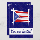 Brush-Fahne Puerto Rico Einladung (Vorne/Hinten)