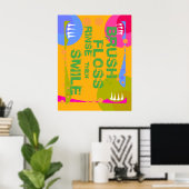 Brush Floss Rinse, dann SMILE! Poster (Heimbüro)