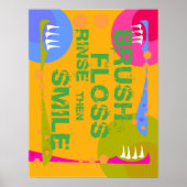 Brush Floss Rinse, dann SMILE! Poster (Vorne)