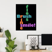 Brush Floss Rinse, dann SMILE! Poster (Heimbüro)