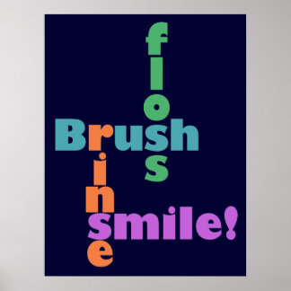Brush Floss Rinse, dann SMILE! Poster