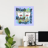 Brush Floss Rinse Smile Poster (Heimbüro)