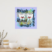 Brush Floss Rinse Smile Poster (Küche)