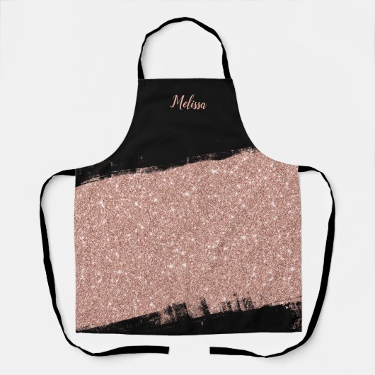 Brush Glitzer Rose Gold Personalisiert Schürze (Vorderseite)