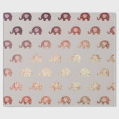 Brush Gold Pink Grau Prinzessin Elephant New Baby Geschenkpapier (Flach)