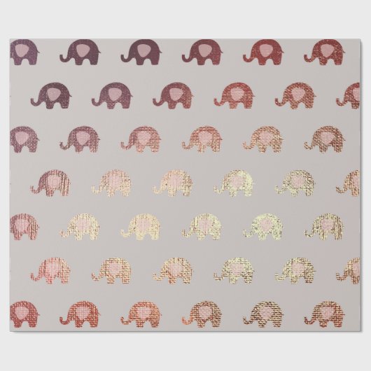 Brush Gold Pink Grau Prinzessin Elephant New Baby Geschenkpapier (Flach)