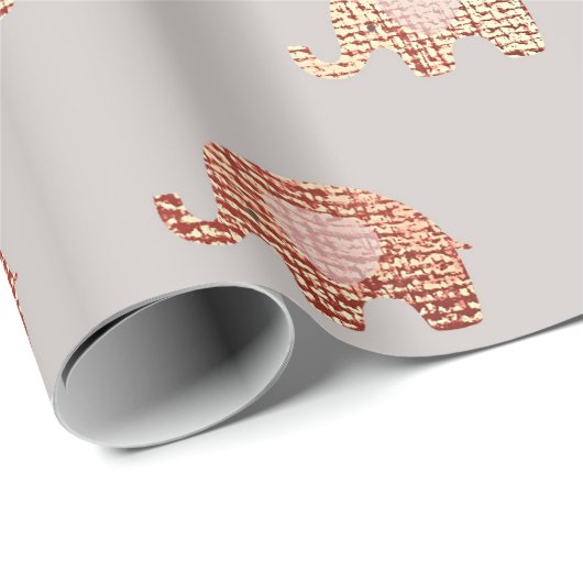 Brush Gold Pink Grau Prinzessin Elephant New Baby Geschenkpapier (Rolleneckpunkt)