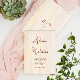 Brush Gold & Terracotta Script Monogram Wedding Einladung