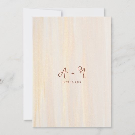 Brush Gold & Terracotta Script Monogram Wedding Einladung (Rückseite)