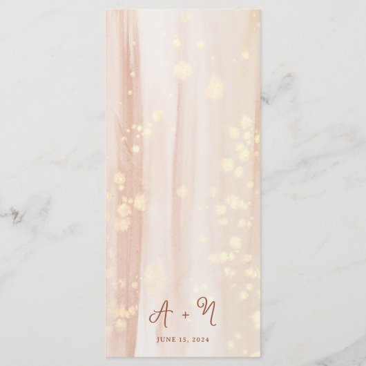 Brush Gold & Terracotta Script Monogram Wedding Menükarte (Rückseite)