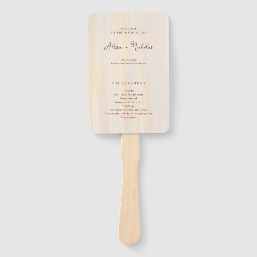 Brush Gold & Terracotta Script Wedding Program Fächer (Vorderseite)